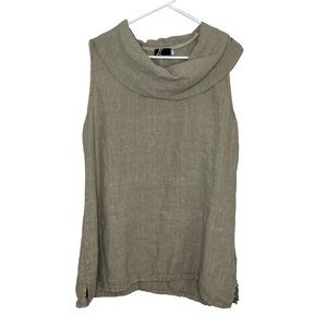 FENINI Tan Linen Sleeveless Top Size Large